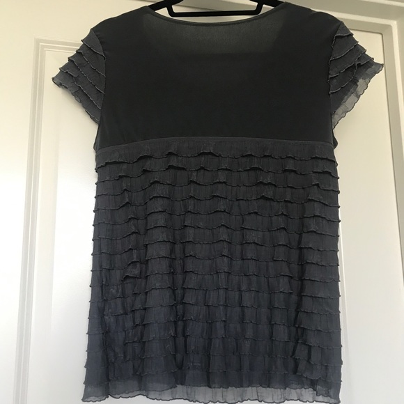 🚫SOLD!!🚫 Dark Grey Ruffled Top - Picture 3 of 3